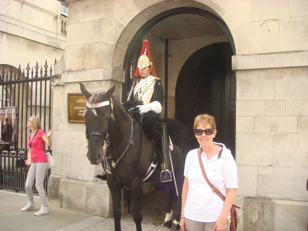 Pam and the Horse Guard, London.  2010