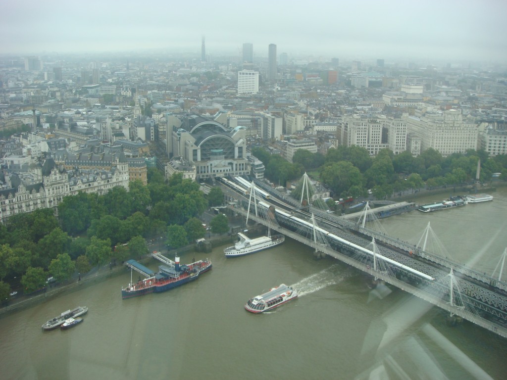 A wet morning on the London Eye, England.  2010