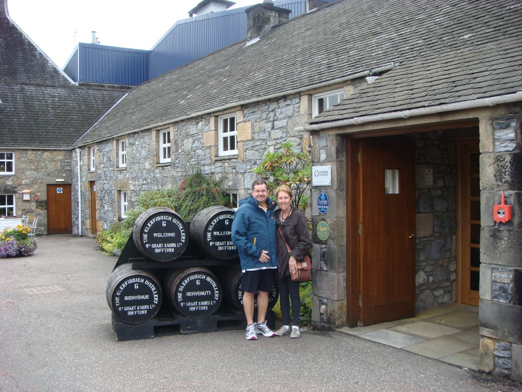 Michael and Pam at the home of Glenfiddich, Scotland, 2011