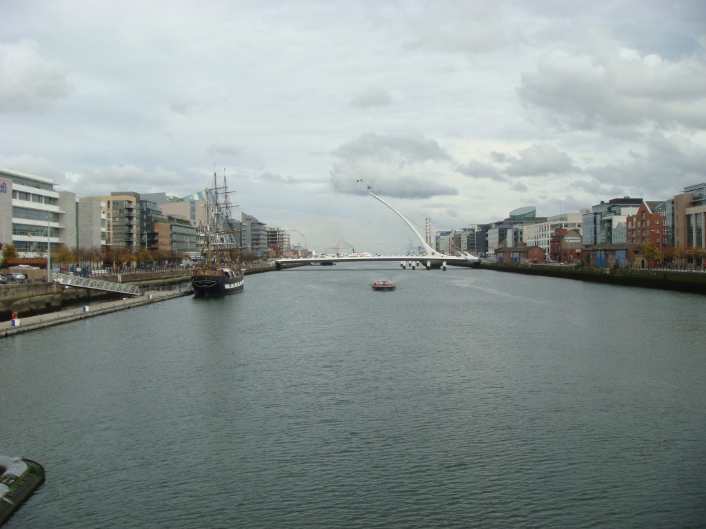 The Liffey River, towards the Harp Bridge, Dublin.  2011
