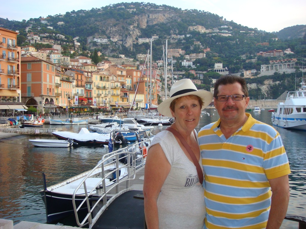 Pam and Michael fresh of the tender, Villefranche-Sur-Mer. France 2011
