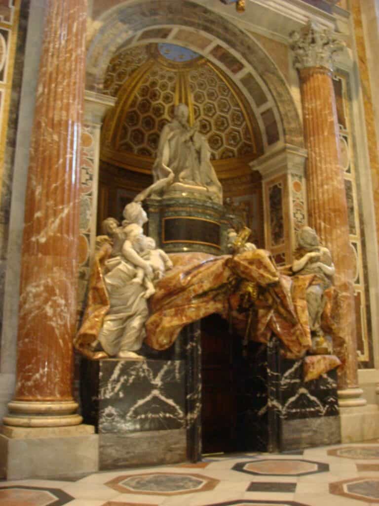 One of the many beautiful sculptures in the Basilica, The Papal City.  2011