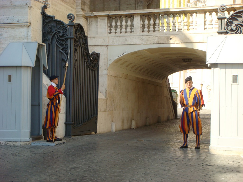 The Swiss Guards doing their thing, The Papal City.  2011