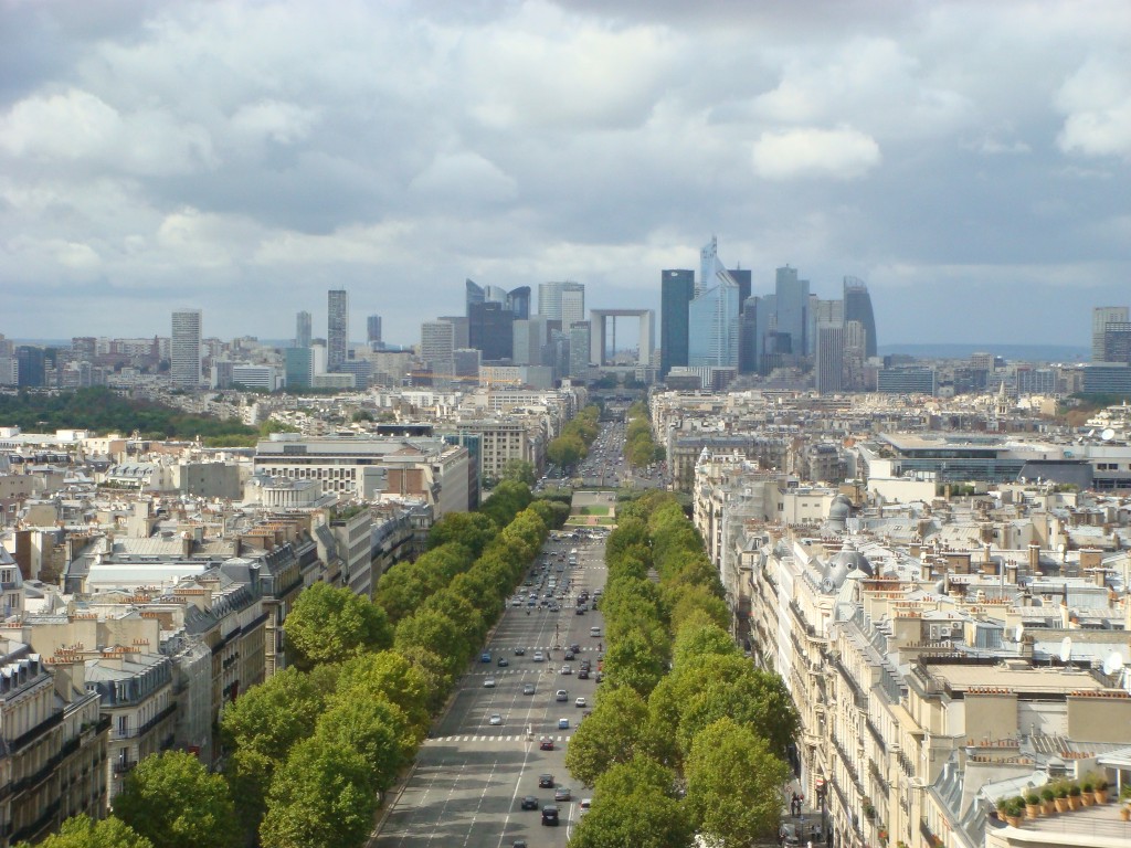 La Defence and the Grande Arche from the top of the Arc de Triomphe, Paris.  2011