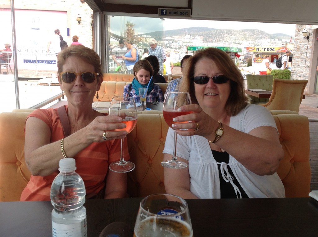 Pam and Julie in recovery mode, Kusadasi, Turkey.  2013