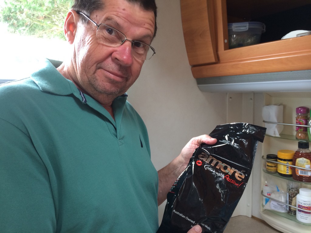 Bonus picture, opening our last bag of Amore we brought with us from Australia.  After much conjecture it would be better for Pam to have supermarket coffee from now on.  The good stuff will last a little longer.  France.  2014