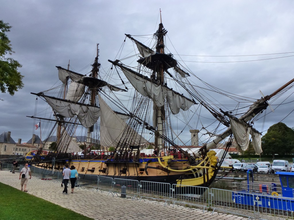 The Chantier de I'Hermione at dock in Rocheford, France.  2014