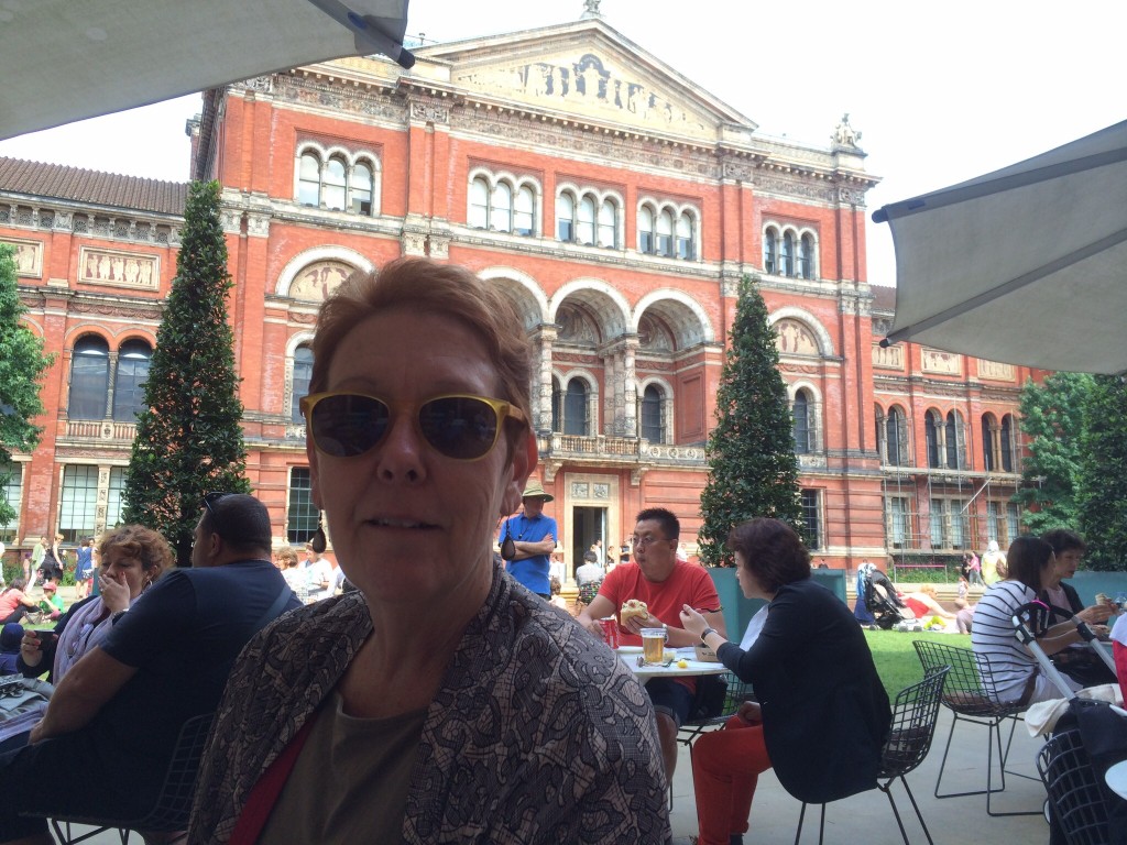 Chilling out with a lemonade, The Victoria and Albert Museum, London.  2014