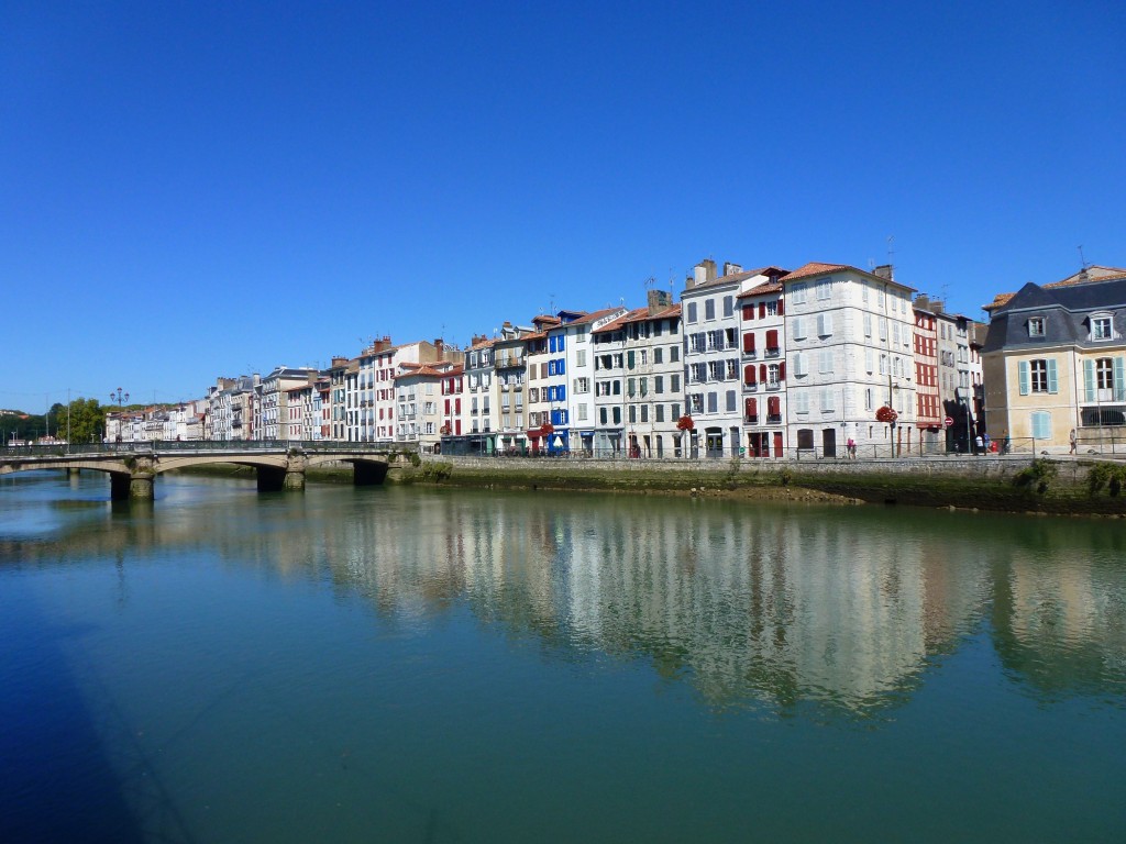 Le Nive and it's half timber houses, most 4 storeys high, Bayonne, France.  2014