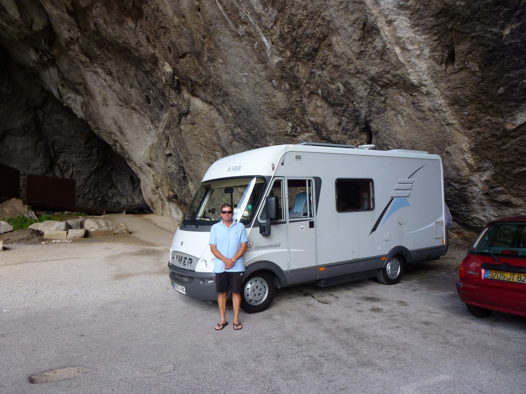 The Hymer at Grotte de Nouix, France.  2014