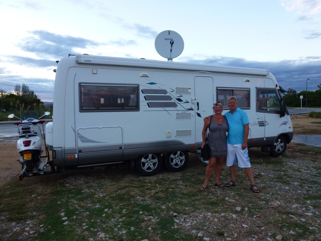 Jeanne and Martin and their Hymer, The White Whale.  Spain.  2014