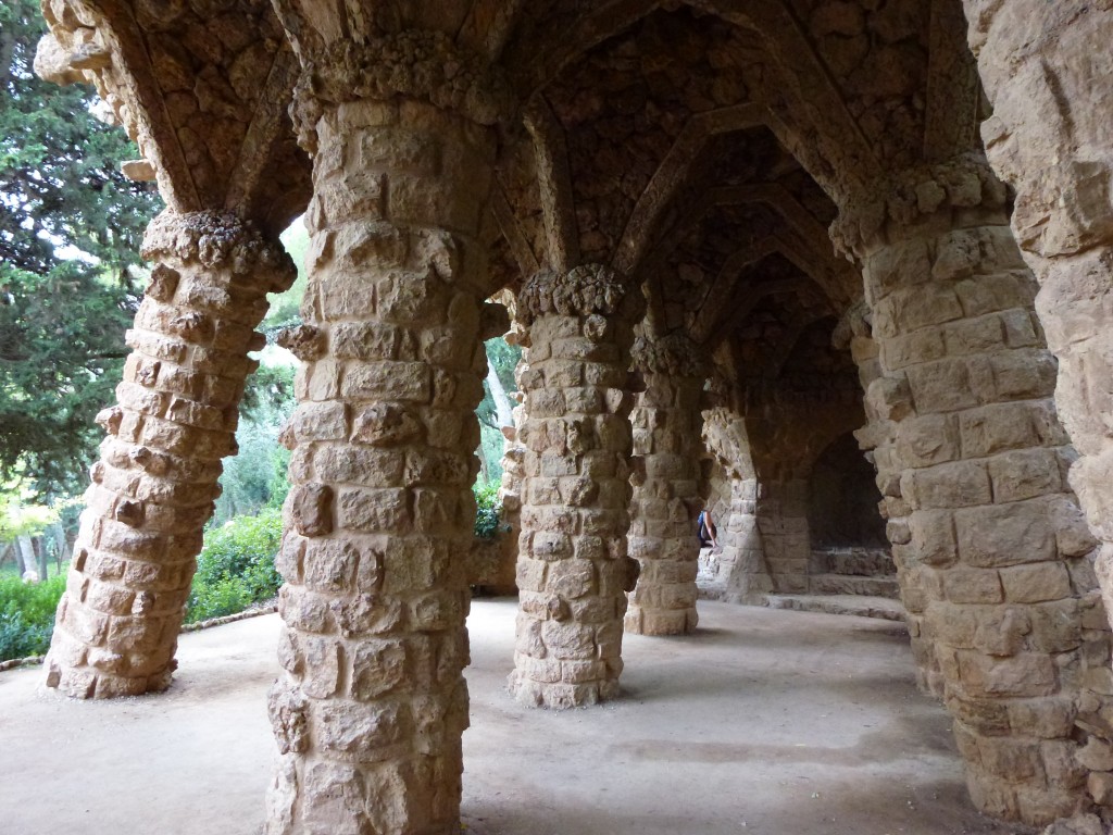 The park designed by Gaudi, lots of old stone columns at odd angles.  2014