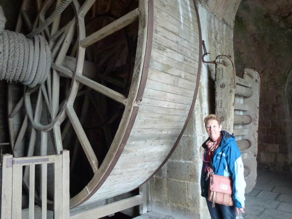 The man wheel used to winch goods up from below