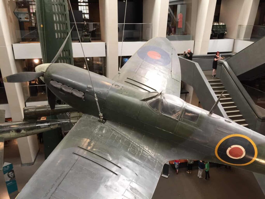 Supermarine Spitfire, surprisingly small aircraft, certainly no larger than a Cessna 172 from my flying days.  Mind you a Cessna didn't have a V12 supercharge engine.