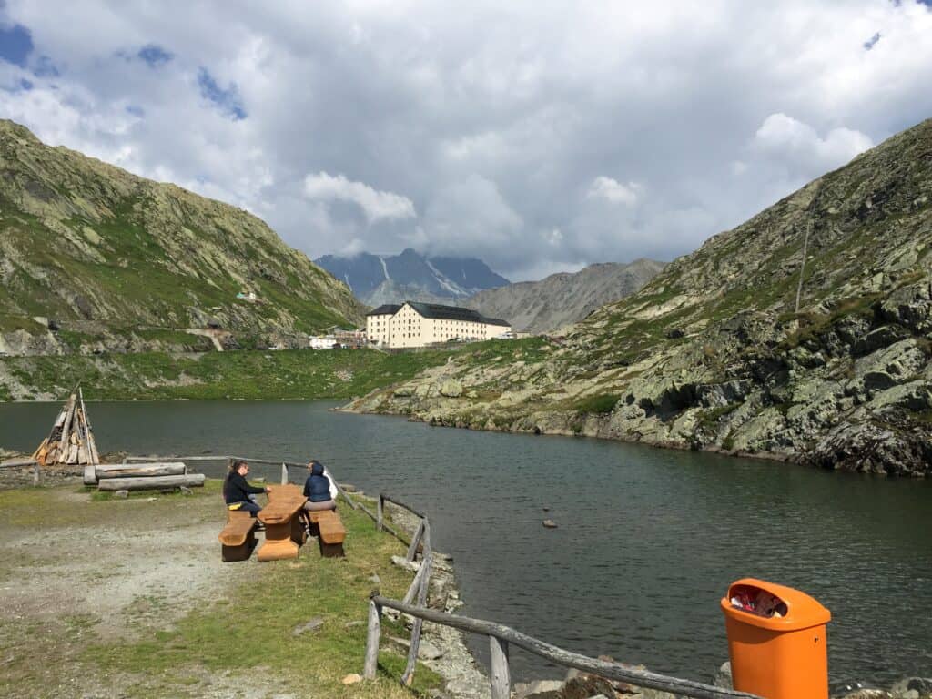 From the Italian side, looking toward the Hospice and Switzerland.