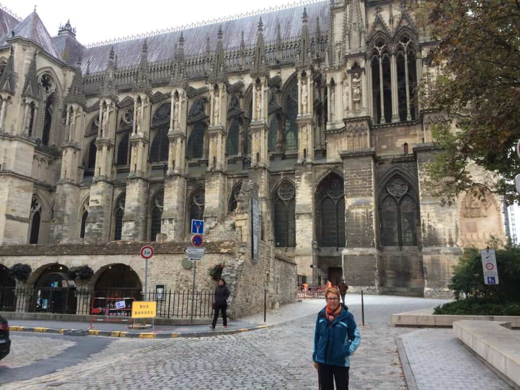 Notre Dame of Reims and my lady Pam.