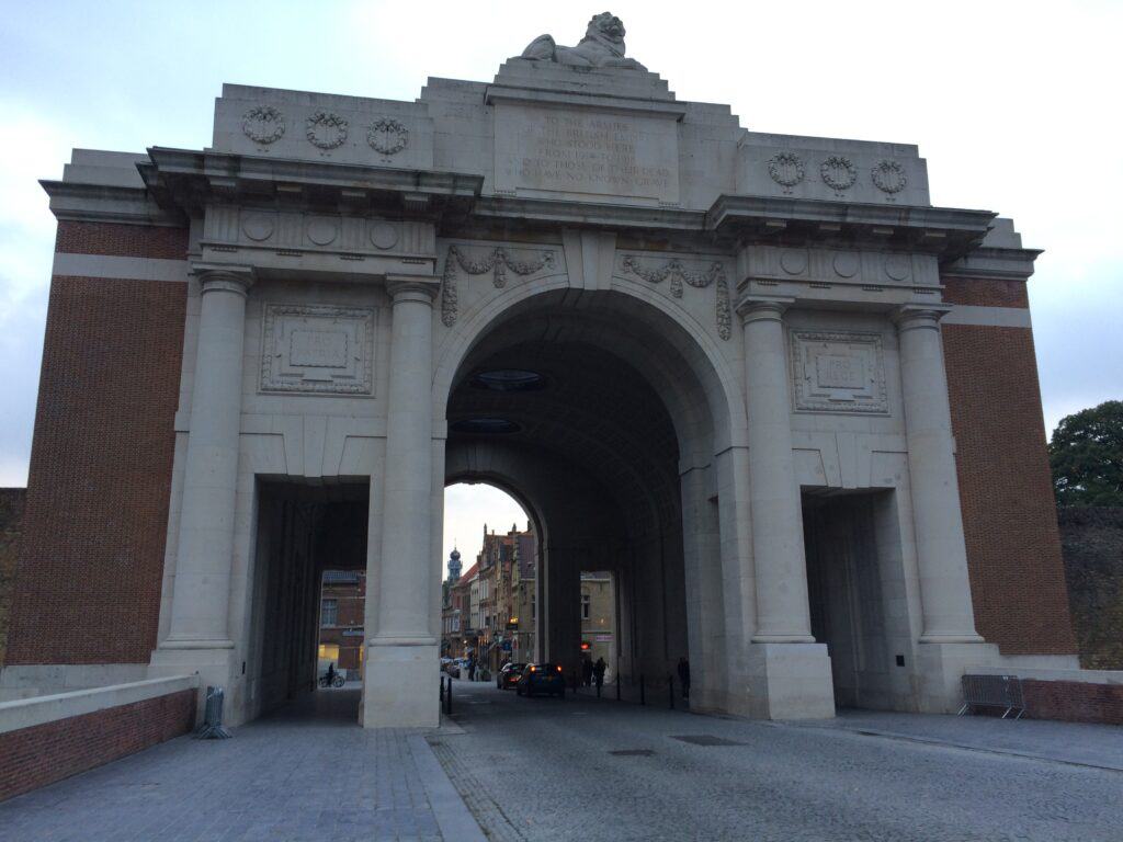 The Menan Gate in Ypres. Inscribed with the names of 55,000 allied serviceman with no known graves.
