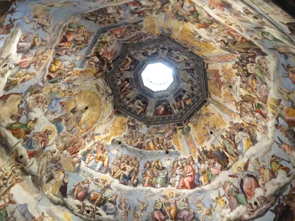 The frescos on the dome of the Duomo.